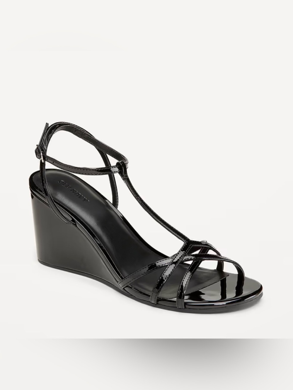 Old Navy Women's Black Patent Strappy wedge heel Sandals